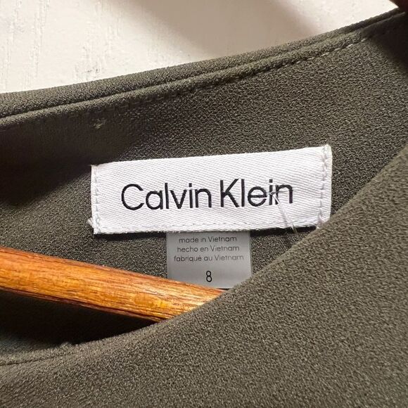 Calvin Klein Olive Dress with Brown Accent - Picture 3 of 6